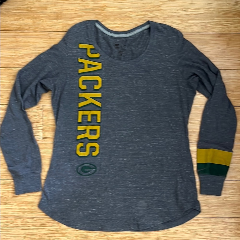 Nike Gray Long Sleeve Tee with Yellow and Green Accents
